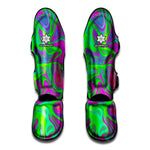 Neon Green Pink Psychedelic Trippy Print Muay Thai Shin Guard