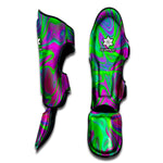 Neon Green Pink Psychedelic Trippy Print Muay Thai Shin Guard