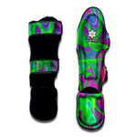 Neon Green Pink Psychedelic Trippy Print Muay Thai Shin Guard