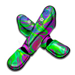 Neon Green Pink Psychedelic Trippy Print Muay Thai Shin Guard