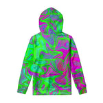 Neon Green Pink Psychedelic Trippy Print Pullover Hoodie