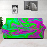 Neon Green Pink Psychedelic Trippy Print Sofa Cover