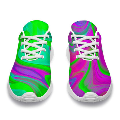 Neon Green Pink Psychedelic Trippy Print Sport Shoes GearFrost