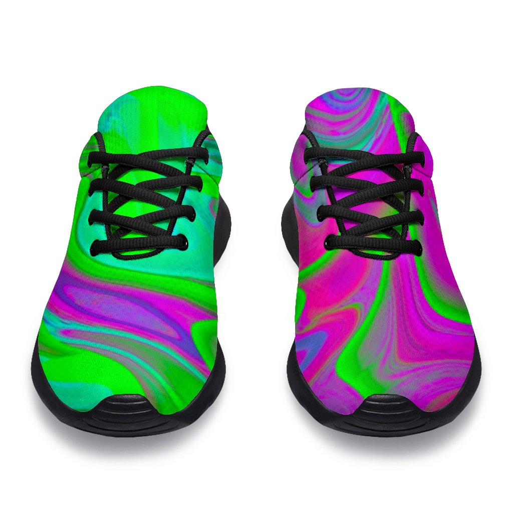 Neon Green Pink Psychedelic Trippy Print Sport Shoes GearFrost
