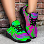 Neon Green Pink Psychedelic Trippy Print Sport Shoes GearFrost