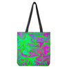 Neon Green Pink Psychedelic Trippy Print Tote Bag