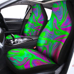 Neon Green Pink Psychedelic Trippy Print Universal Fit Car Seat Covers