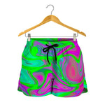 Neon Green Pink Psychedelic Trippy Print Women's Shorts