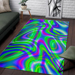 Neon Green Psychedelic Trippy Print Area Rug GearFrost