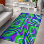 Neon Green Psychedelic Trippy Print Area Rug GearFrost