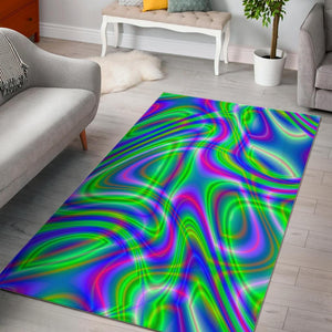 Neon Green Psychedelic Trippy Print Area Rug GearFrost