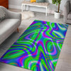Neon Green Psychedelic Trippy Print Area Rug GearFrost