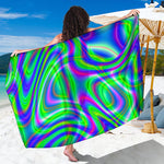 Neon Green Psychedelic Trippy Print Beach Sarong Wrap