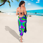 Neon Green Psychedelic Trippy Print Beach Sarong Wrap