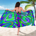 Neon Green Psychedelic Trippy Print Beach Sarong Wrap