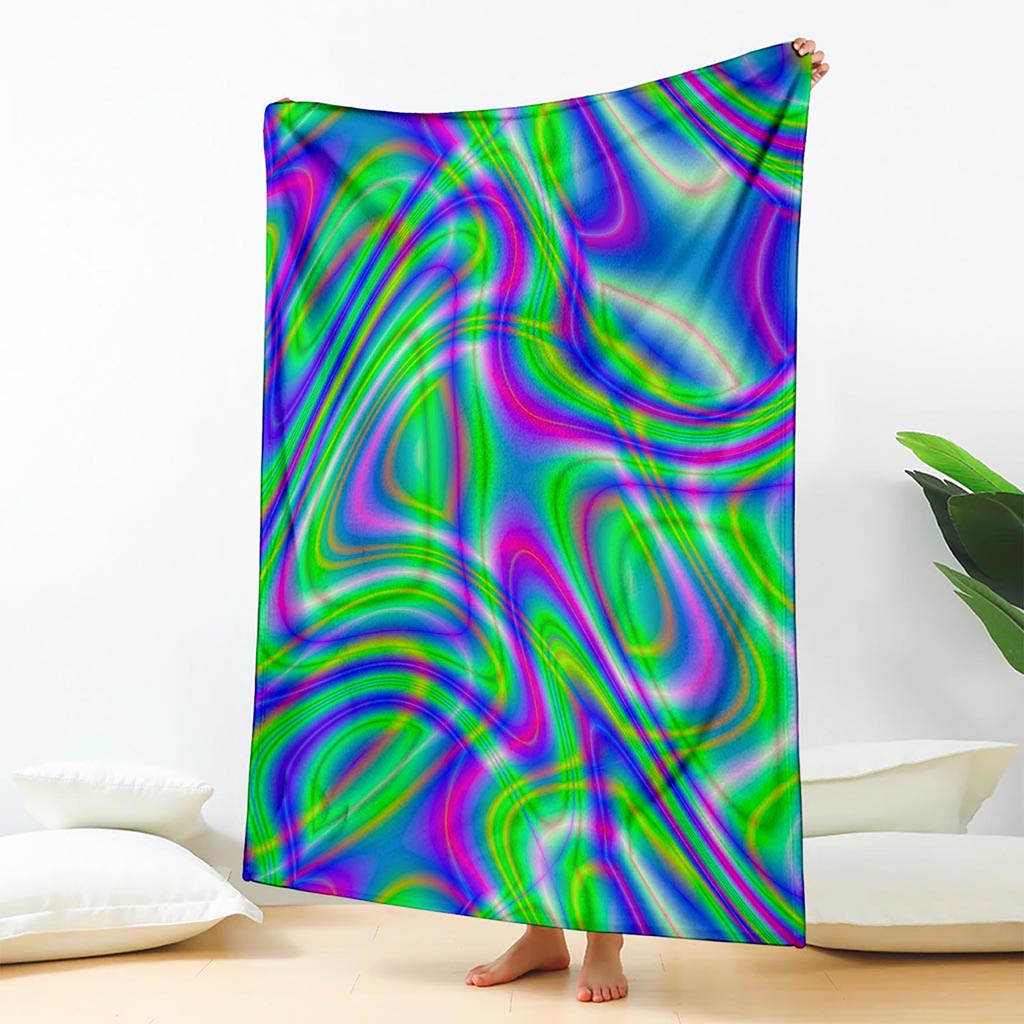 Neon Green Psychedelic Trippy Print Blanket