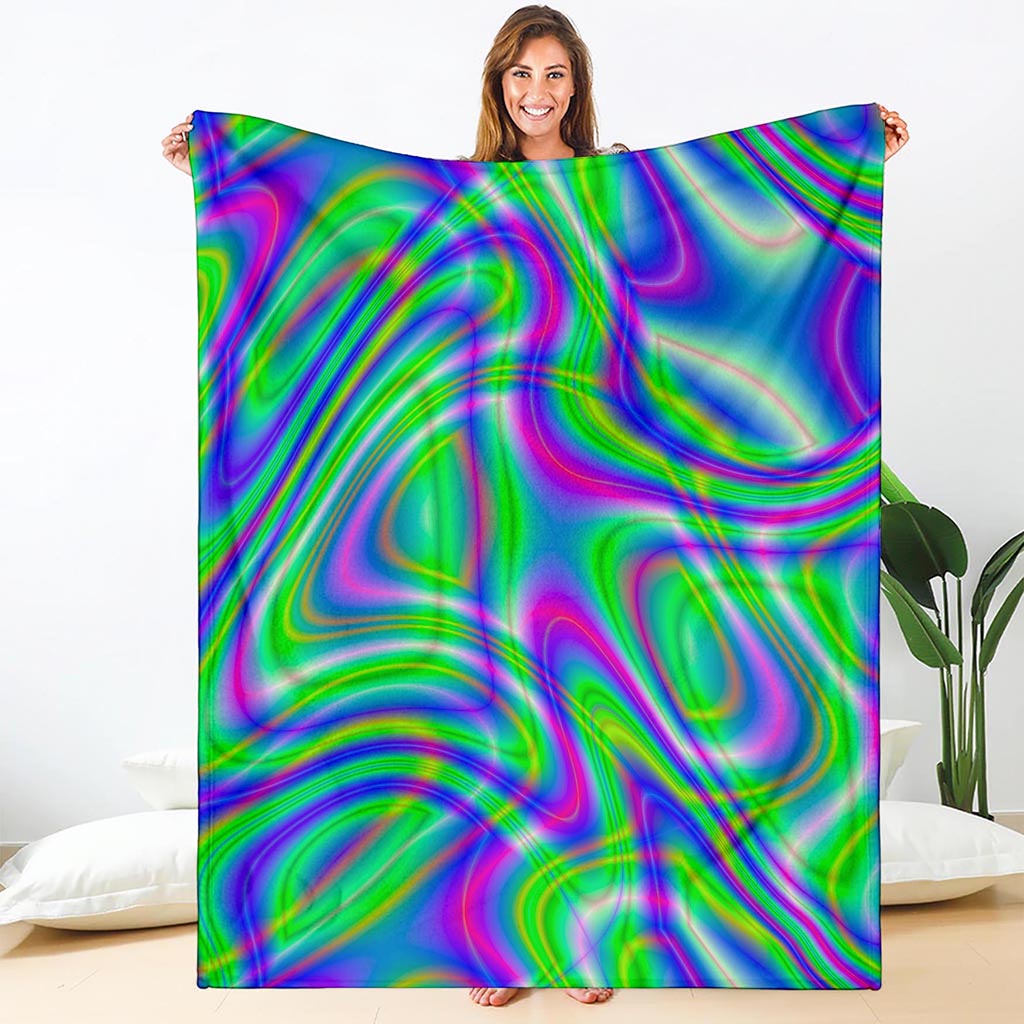 Neon Green Psychedelic Trippy Print Blanket