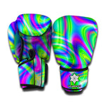 Neon Green Psychedelic Trippy Print Boxing Gloves