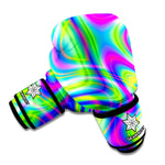 Neon Green Psychedelic Trippy Print Boxing Gloves