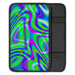 Neon Green Psychedelic Trippy Print Car Center Console Cover