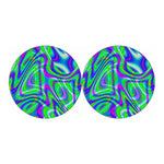 Neon Green Psychedelic Trippy Print Car Coasters