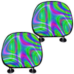 Neon Green Psychedelic Trippy Print Car Headrest Covers