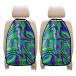 Neon Green Psychedelic Trippy Print Car Seat Organizers