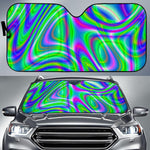 Neon Green Psychedelic Trippy Print Car Sun Shade GearFrost