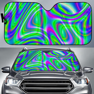 Neon Green Psychedelic Trippy Print Car Sun Shade GearFrost