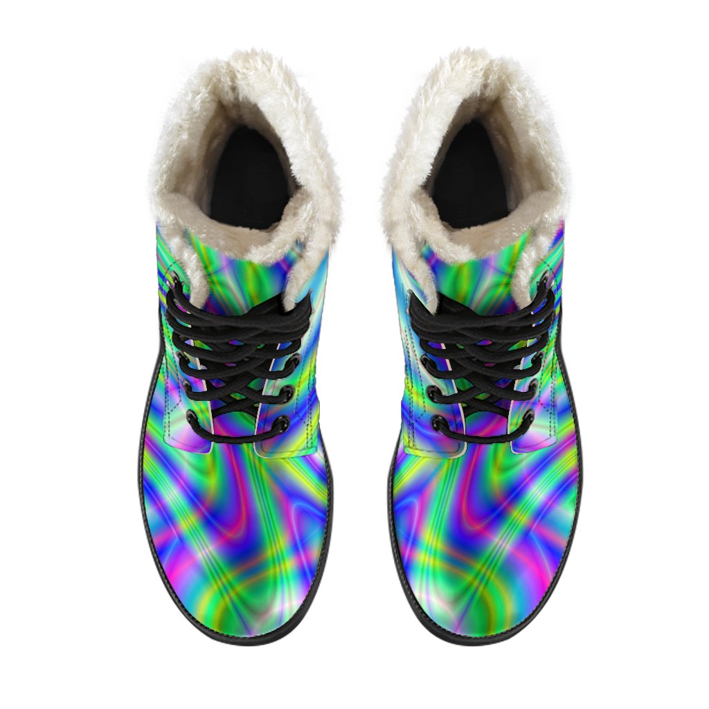 Neon Green Psychedelic Trippy Print Comfy Boots GearFrost