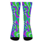 Neon Green Psychedelic Trippy Print Crew Socks