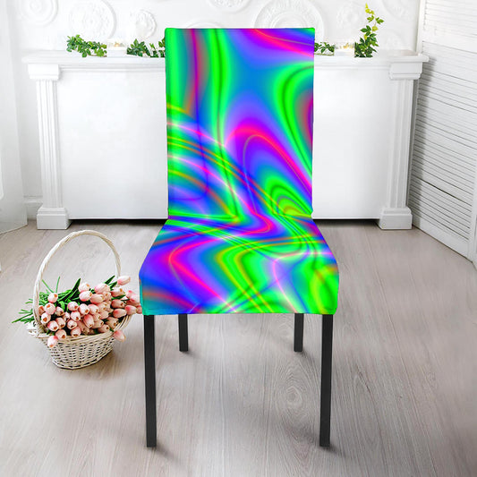 Neon Green Psychedelic Trippy Print Dining Chair Slipcover