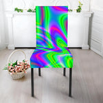 Neon Green Psychedelic Trippy Print Dining Chair Slipcover
