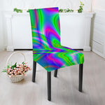 Neon Green Psychedelic Trippy Print Dining Chair Slipcover