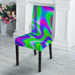 Neon Green Psychedelic Trippy Print Dining Chair Slipcover