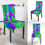 Neon Green Psychedelic Trippy Print Dining Chair Slipcover