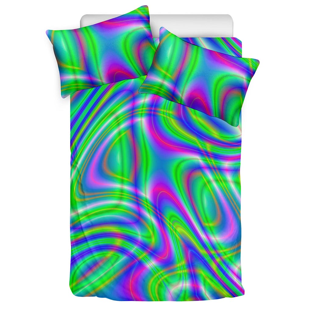 Neon Green Psychedelic Trippy Print Duvet Cover Bedding Set