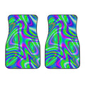 Neon Green Psychedelic Trippy Print Front Car Floor Mats