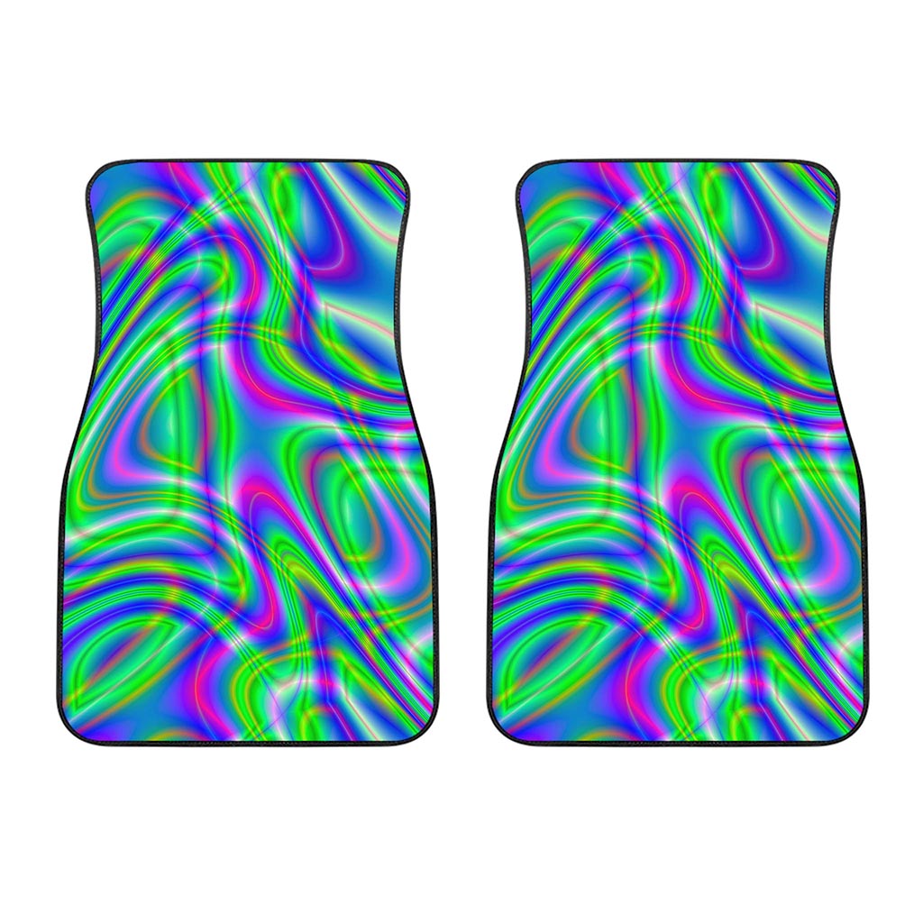 Neon Green Psychedelic Trippy Print Front Car Floor Mats