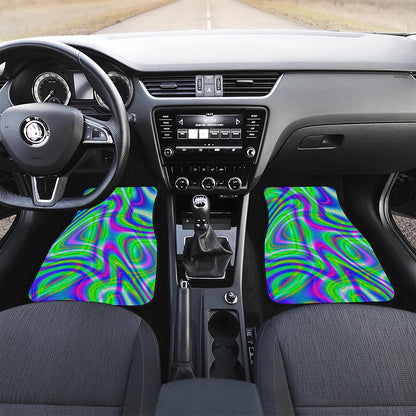 Neon Green Psychedelic Trippy Print Front Car Floor Mats