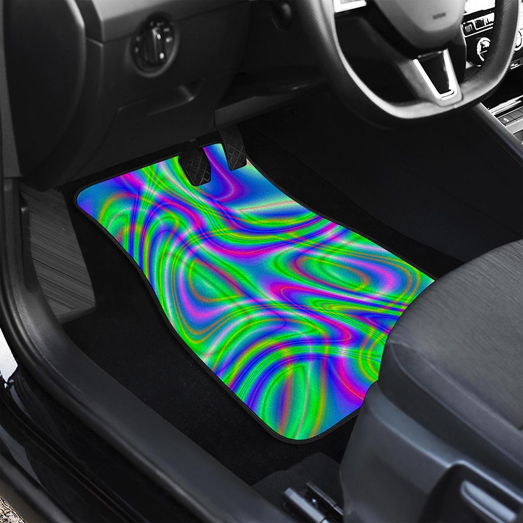 Neon Green Psychedelic Trippy Print Front Car Floor Mats