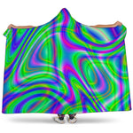 Neon Green Psychedelic Trippy Print Hooded Blanket