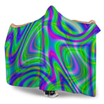 Neon Green Psychedelic Trippy Print Hooded Blanket