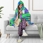 Neon Green Psychedelic Trippy Print Hooded Blanket
