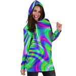 Neon Green Psychedelic Trippy Print Hoodie Dress GearFrost