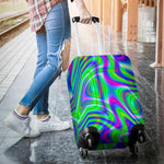 Neon Green Psychedelic Trippy Print Luggage Cover GearFrost