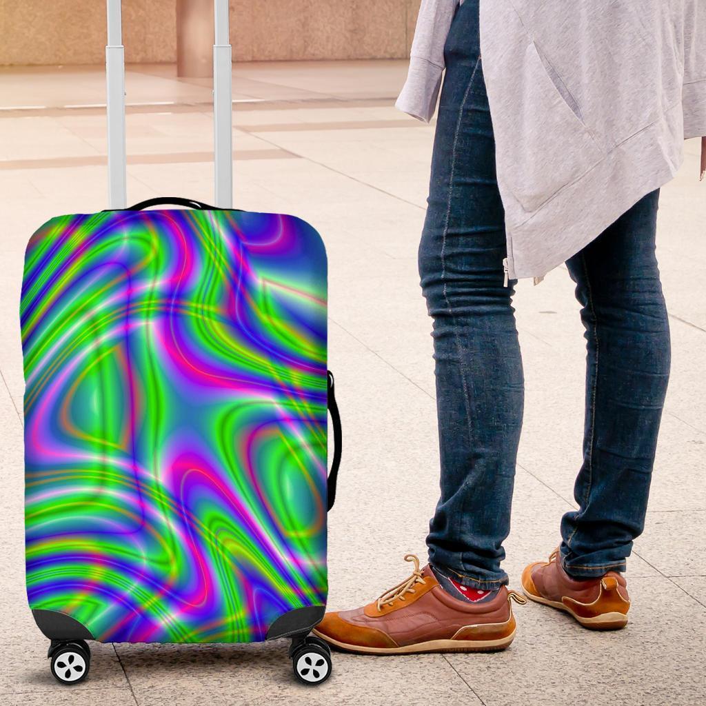 Neon Green Psychedelic Trippy Print Luggage Cover GearFrost
