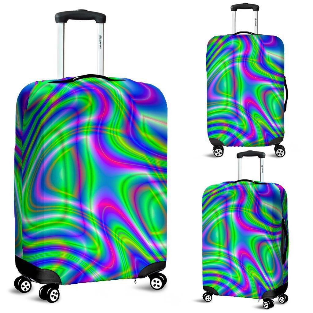 Neon Green Psychedelic Trippy Print Luggage Cover GearFrost