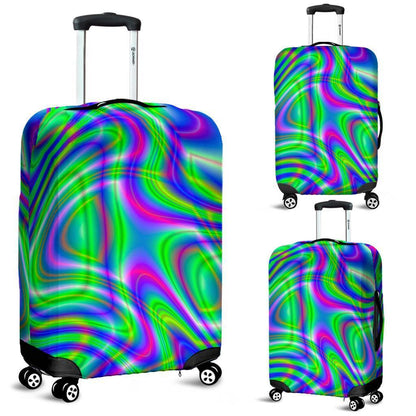 Neon Green Psychedelic Trippy Print Luggage Cover GearFrost