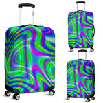 Neon Green Psychedelic Trippy Print Luggage Cover GearFrost